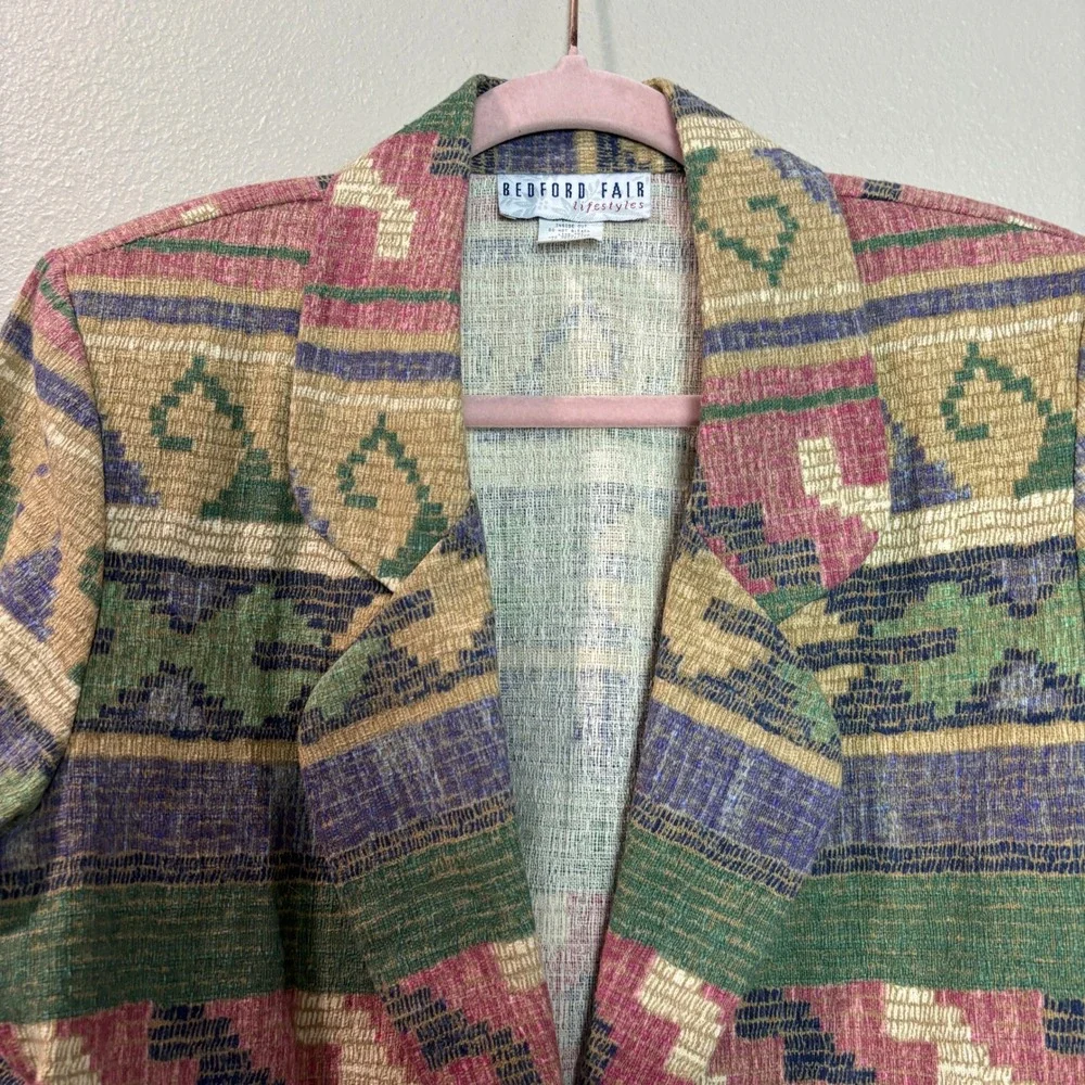 Bedford Fair Womens Western Southwestern Cowgirl Aztec Pattern Blazer Jacket‎ 10